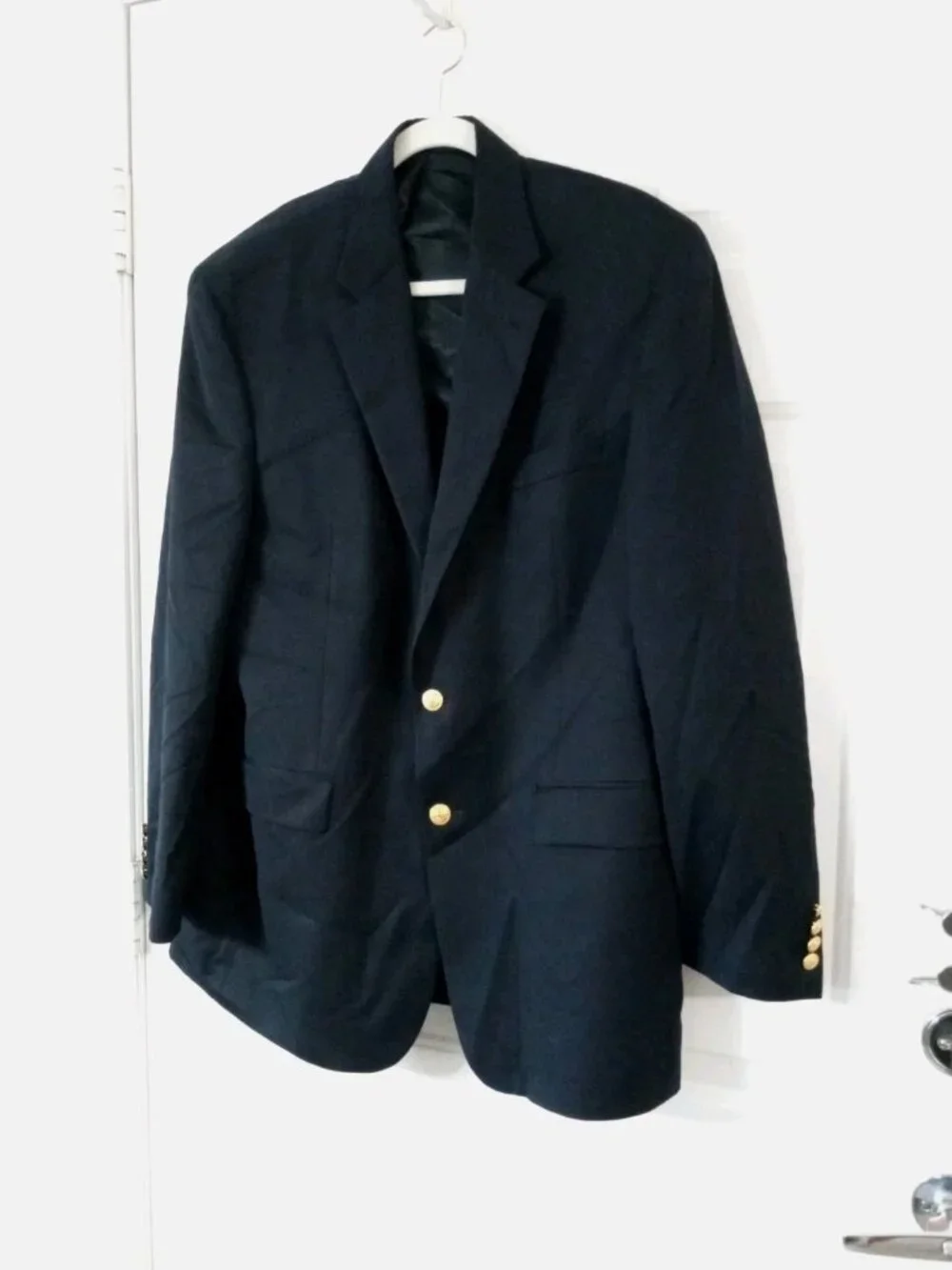 Lauren Ralph Lauren Men 42L Wool Gold Buttons Navy Blue Blazer Sport Coat Jacket